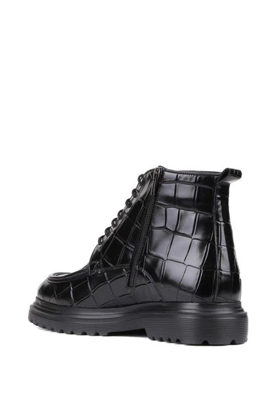 Shoetyle - Siyah Croco Deri Fermuarlı Erkek Bot 250-604 - 4