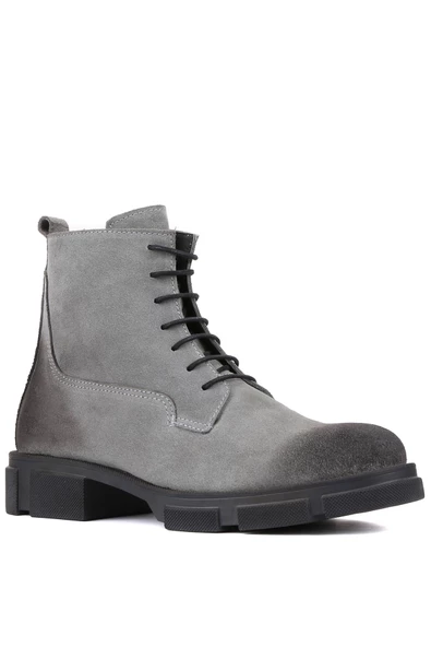 Shoetyle - Gri Süet Deri Bağcıklı Erkek Bot 250-205 - 2