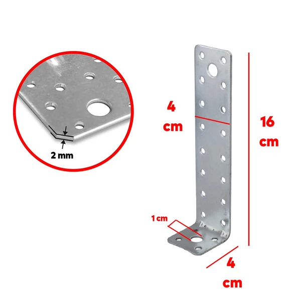 Mobilya Dolap Duvar Sabitleme 10 ADET Metal Köşebent 40x40x160 mm Bağlantı Aparatı L Demiri Gönye - 2