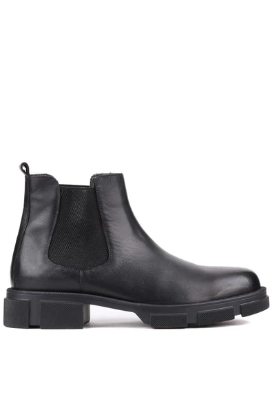 Shoetyle - Siyah Deri Erkek Chelsea Bot 250-207