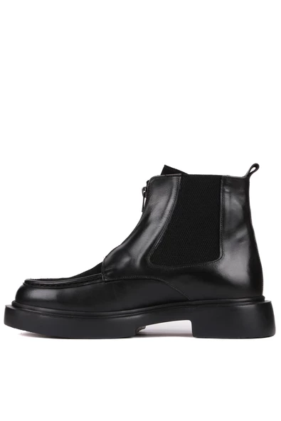 Shoetyle - Siyah Deri, Süet Fermuarlı Erkek Bot 250-085 - 3
