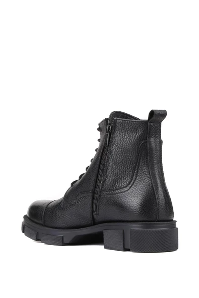 Shoetyle - Siyah Flooter Deri Bağcıklı Erkek Bot 250-206 - 4