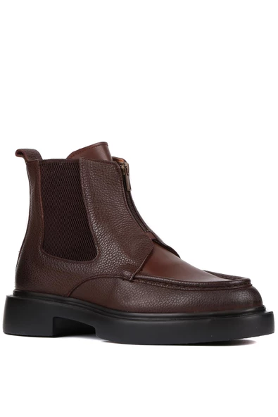 Shoetyle - Kahverengi Deri Fermuarlı Erkek Bot 250-085 - 2