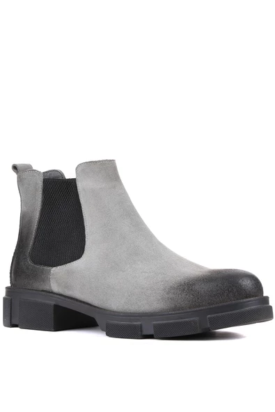 Shoetyle - Gri Süet Deri Erkek Chelsea Bot 250-207 - 2