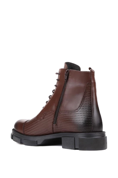 Shoetyle - Kahverengi Baskılı Deri Bağcıklı Erkek Bot 250-206 - 4