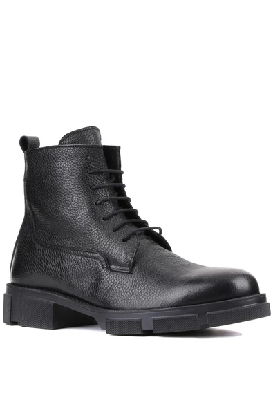 Shoetyle - Siyah Deri Bağcıklı Erkek Bot 250-205 - 2