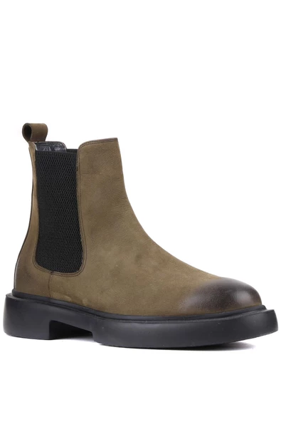 Shoetyle - Haki Nubuk Deri Erkek Chelsea Bot 250-081 - 2