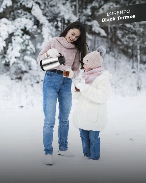 Lorenzo Black Çift Kat Paslanmaz Çelik Termos Termos 2 Lt - 5