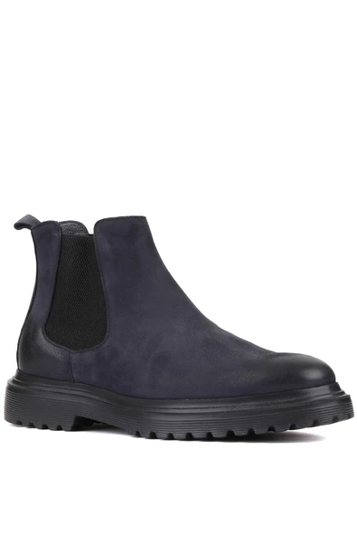 Shoetyle - Lacivert Nubuk Deri Erkek Chelsea Bot 250-0055 - 2
