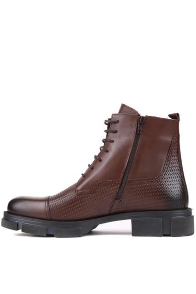 Shoetyle - Kahverengi Baskılı Deri Bağcıklı Erkek Bot 250-206 - 3