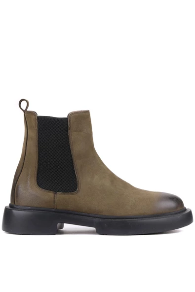 Shoetyle - Haki Nubuk Deri Erkek Chelsea Bot 250-081