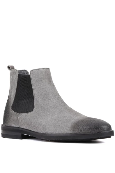 Shoetyle - Gri Süet Deri Erkek Chelsea Bot 250-201 - Resim 2