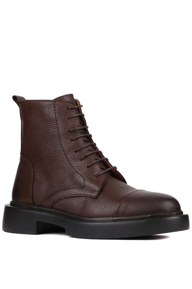 Shoetyle - Kahverengi Deri Fermuarlı Erkek Postal Bot 250-090 - 2