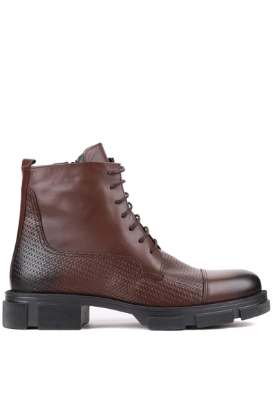 Shoetyle - Kahverengi Baskılı Deri Bağcıklı Erkek Bot 250-206