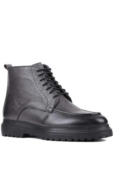 Shoetyle - Gri Deri Fermuarlı Erkek Bot 250-604 - 2
