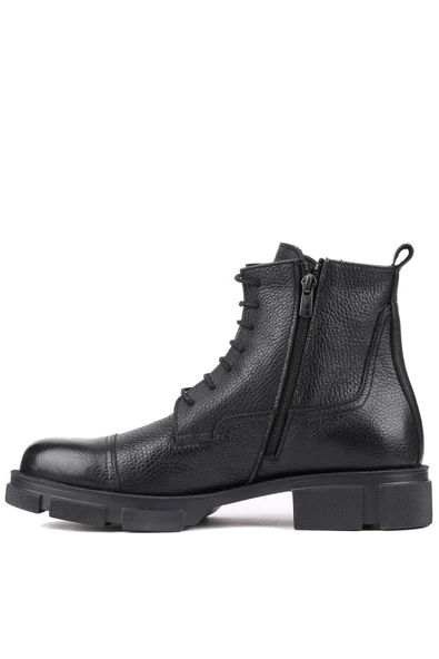 Shoetyle - Siyah Flooter Deri Bağcıklı Erkek Bot 250-206 - 3