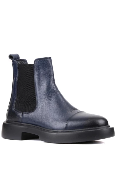 Shoetyle - Lacivert Deri Erkek Chelsea Bot 250-080 - 2