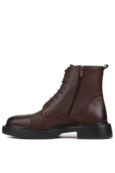 Shoetyle - Kahverengi Deri Fermuarlı Erkek Postal Bot 250-090 - 3