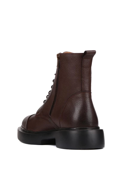 Shoetyle - Kahverengi Deri Fermuarlı Erkek Postal Bot 250-090 - 4