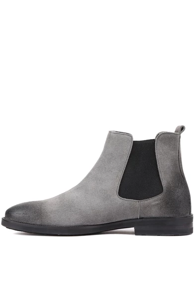 Shoetyle - Gri Süet Deri Erkek Chelsea Bot 250-201 - Resim 3
