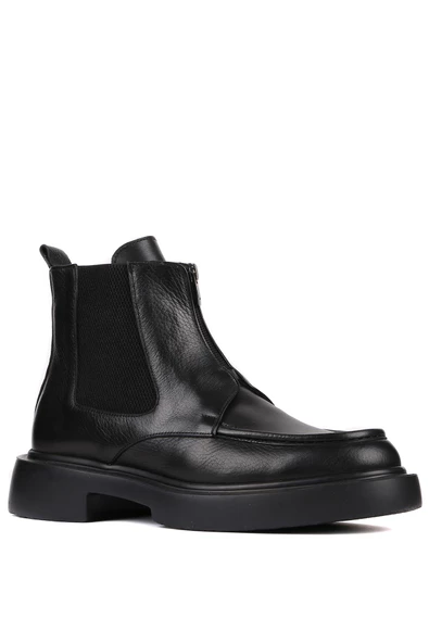 Shoetyle - Siyah Deri Fermuarlı Erkek Bot 250-085 - 6
