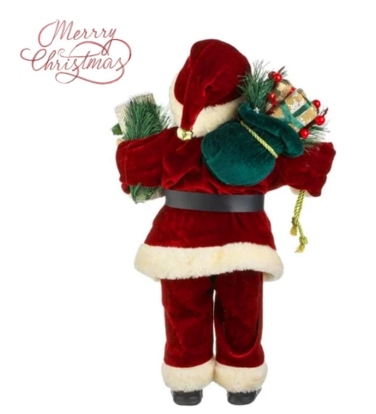 Yılbaşı Süsü Noel Baba Biblo Figür Büyük Boy 45cm - Peluş Ayılı Hediye Çuvalı ve Aksesuarları ile - 6