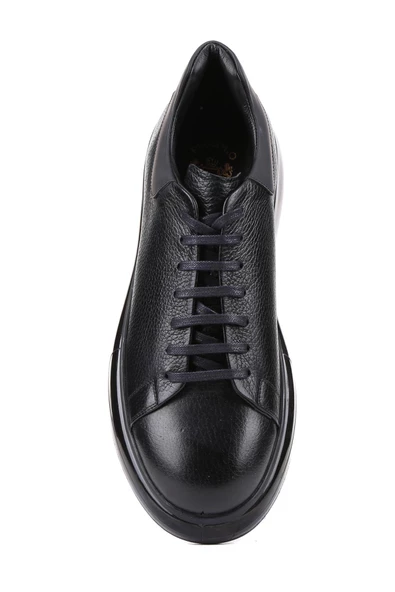 Shoetyle - Siyah Deri Bağcıklı Erkek Sneaker 250-1012 - Resim 5