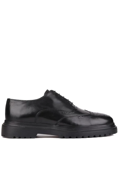 Shoetyle - Siyah Deri Bağcıklı Erkek Klasik Ayakkabı 250-400