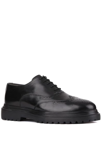 Shoetyle - Siyah Deri Bağcıklı Erkek Klasik Ayakkabı 250-400 - 2