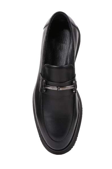 Shoetyle - Siyah Deri Bağcıksız Erkek Günlük Ayakkabı 250-3017 - Resim 5