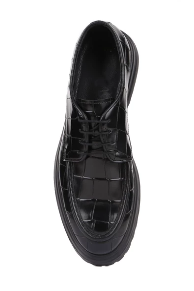 Shoetyle - Siyah Croco Deri Bağcıklı Erkek Günlük Ayakkabı 250-1615 - Resim 5