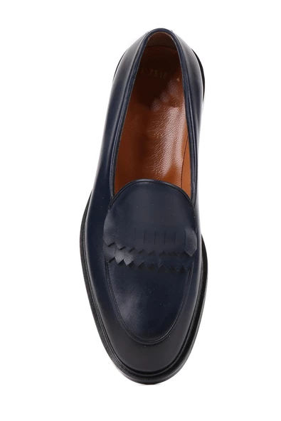 Shoetyle - Lacivert Deri Bağcıksız Erkek Günlük Ayakkabı 250-7510 - Resim 5