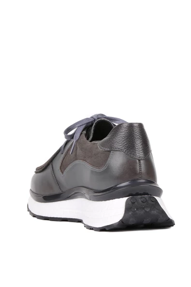 Shoetyle - Gri Deri Bağcıklı Erkek Günlük Ayakkabı 250-2416 - Resim 4