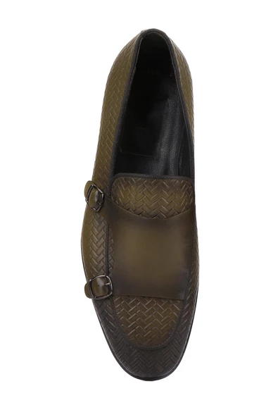Shoetyle - Haki Deri Tokalı Erkek Klasik Ayakkabı 250-2300 - 5