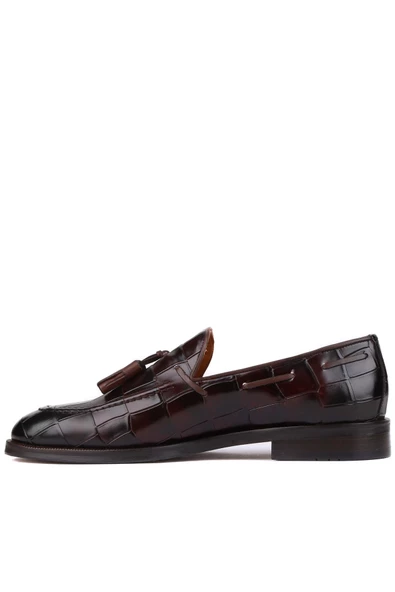 Shoetyle - Kahverengi Croco Deri Püsküllü Erkek Klasik Ayakkabı 250-7951 - 3
