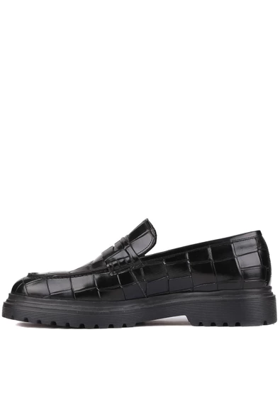 Shoetyle - Siyah Croco Deri Eva Taban Erkek Klasik Ayakkabı 250-2371 - Resim 3