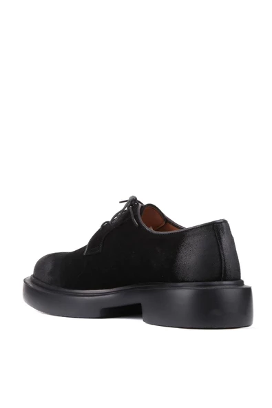 Shoetyle - Siyah Süet Deri Bağcıklı Erkek Klasik Ayakkabı 250-451 - Resim 4