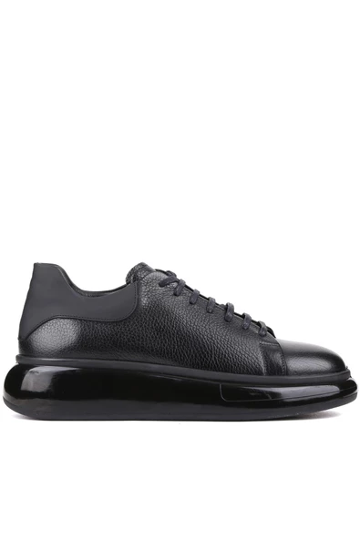 Shoetyle - Siyah Deri Bağcıklı Erkek Sneaker 250-1012