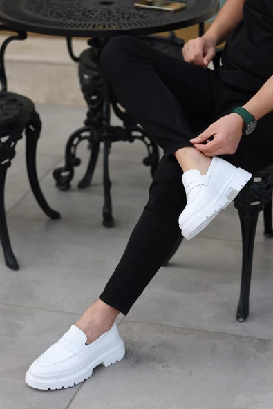 Shoetyle - Beyaz Deri Bağcıksız Erkek Günlük Ayakkabı 101-9069 - Resim 6