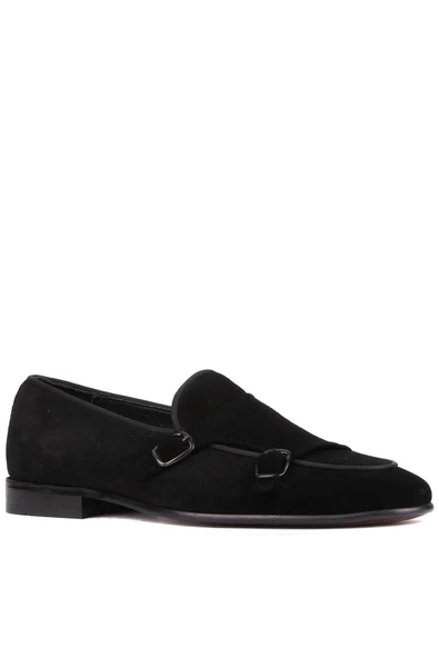 Shoetyle - Siyah Süet Deri Tokalı Erkek Klasik Ayakkabı 250-2300 - Resim 2
