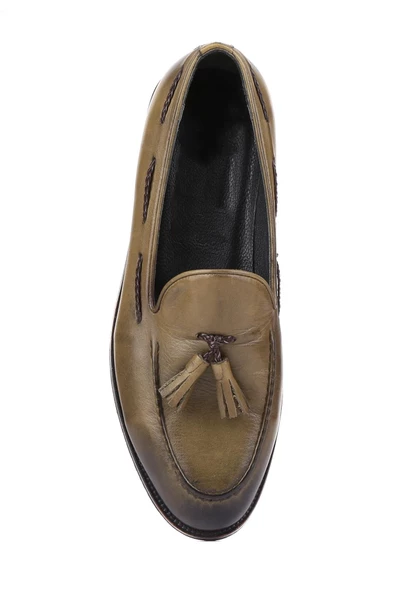 Shoetyle - Haki Deri Püsküllü Erkek Klasik Ayakkabı 250-2250 - 5