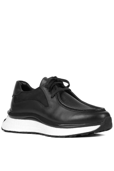Shoetyle - Siyah Deri Bağcıklı Erkek Günlük Ayakkabı 250-2416 - 7