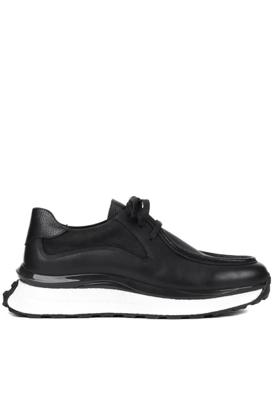 Shoetyle - Siyah Deri Bağcıklı Erkek Günlük Ayakkabı 250-2416 - 6
