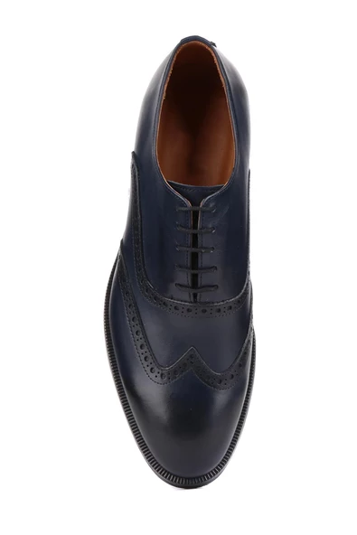 Shoetyle - Lacivert Deri Bağcıklı Erkek Klasik Ayakkabı 250-450 - Resim 5