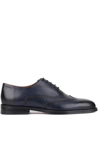 Shoetyle - Lacivert Deri Bağcıklı Erkek Klasik Ayakkabı 250-450
