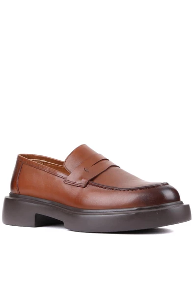 Shoetyle - Taba Deri Bağcıksız Erkek Klasik Ayakkabı 250-2375 - Resim 2