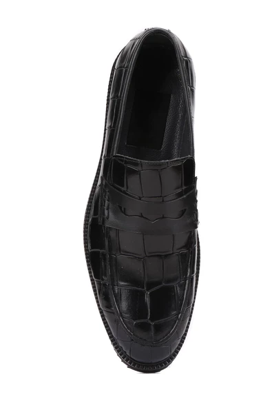 Shoetyle - Siyah Croco Deri Erkek Klasik Ayakkabı 250-2371 - Resim 5