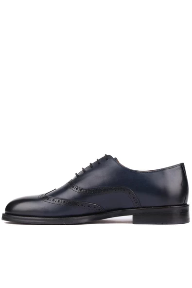 Shoetyle - Lacivert Deri Bağcıklı Erkek Klasik Ayakkabı 250-450 - Resim 3