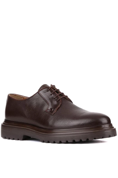 Shoetyle - Kahverengi Deri Bağcıklı Erkek Klasik Ayakkabı 250-2013 - Resim 2