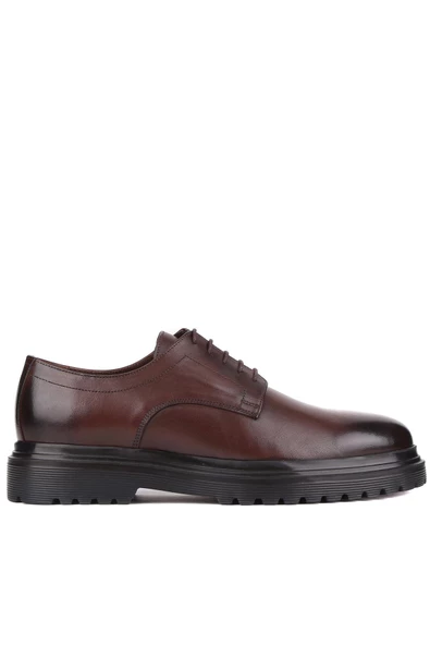 Shoetyle - Kahverengi Deri Bağcıklı Erkek Klasik Ayakkabı 250-2013